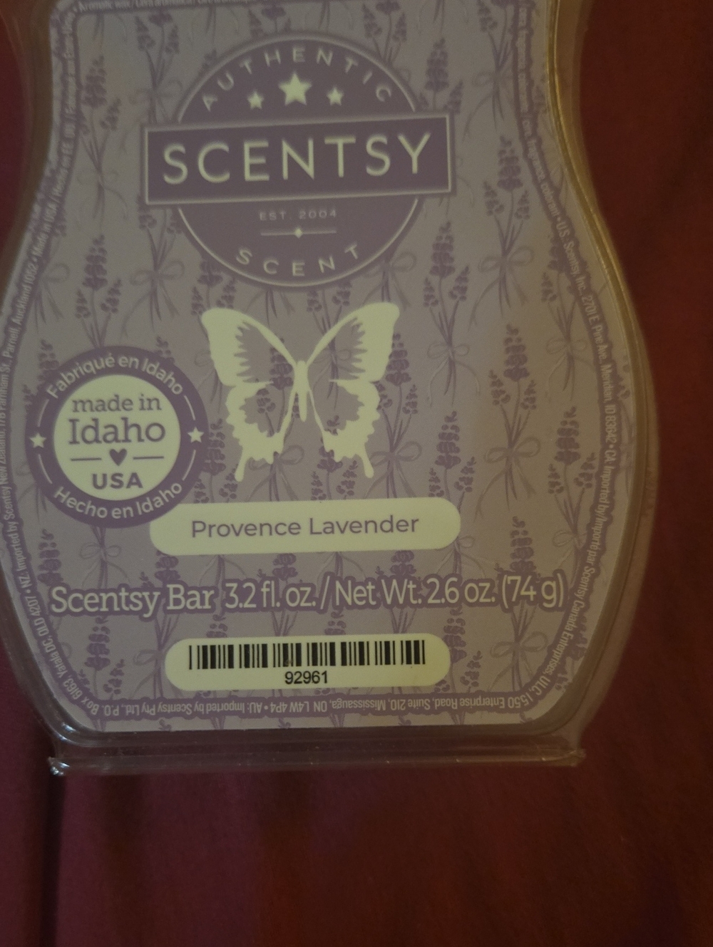 Scentsy Lavender Bar - Purple and White